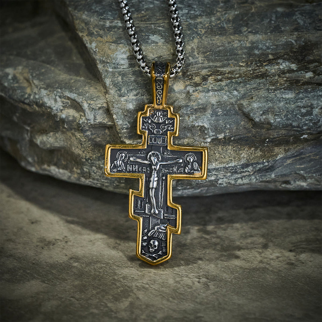 Zweifarbige orthodoxe Kruzifix-Halskette von Christianartworkshop mit tiefer spiritueller Bedeutung - image 10