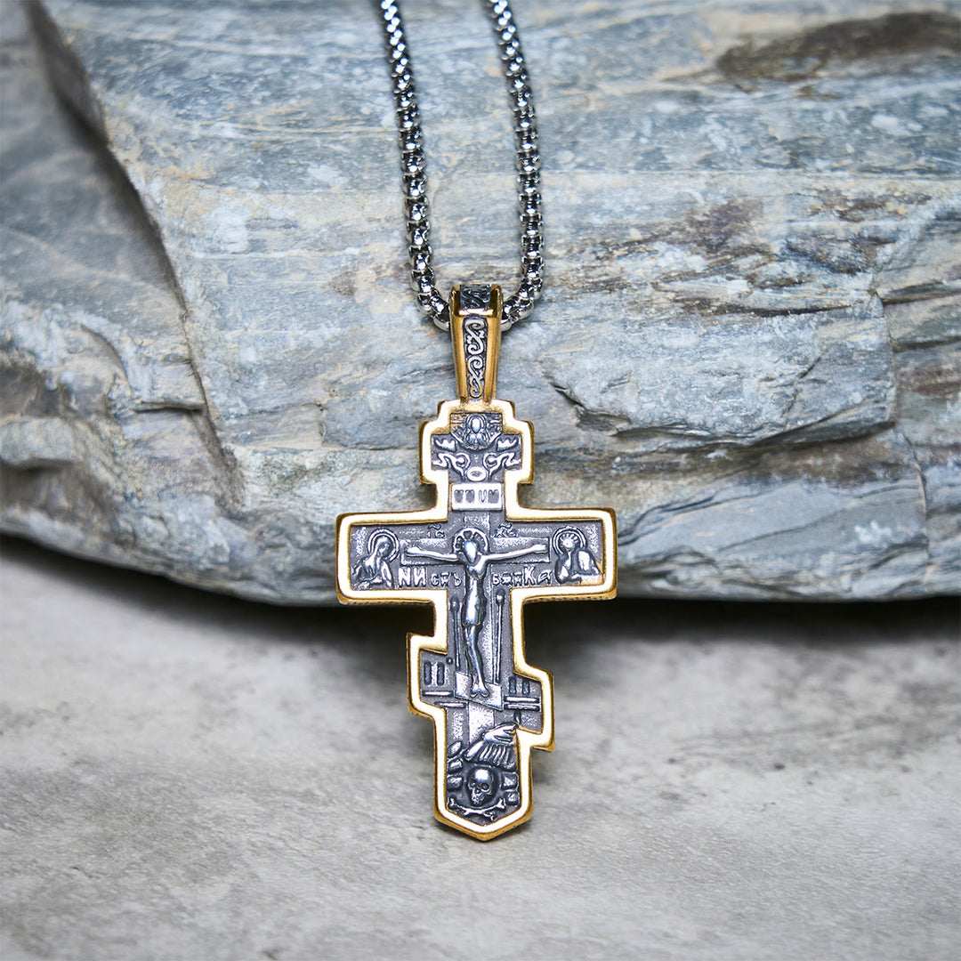 Zweifarbige orthodoxe Kruzifix-Halskette von Christianartworkshop mit tiefer spiritueller Bedeutung - image 16