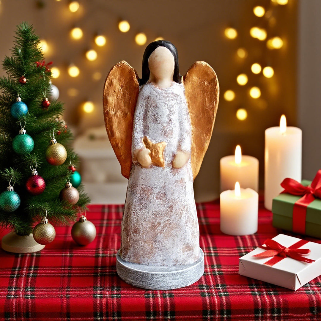 Christianartworkshop Klassische abstrakte Engel-Krippendekoration aus Kunstharz: Ein seltenes Symbol der Weihnachtsverehrung - Harz - image 0