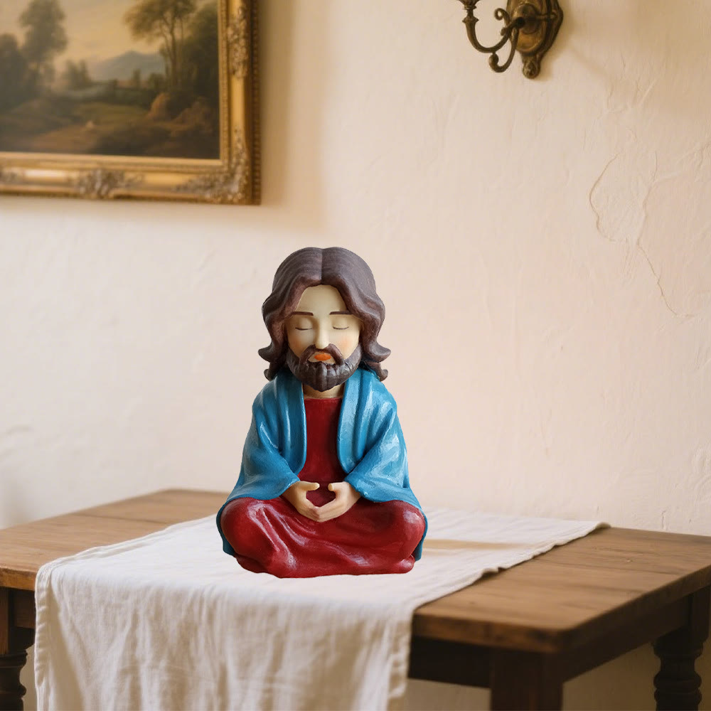 Christianartworkshop Klassische Statue des meditierenden Jesus aus Kunstharz: Seltenes Symbol für frommen spirituellen Fokus - image 5
