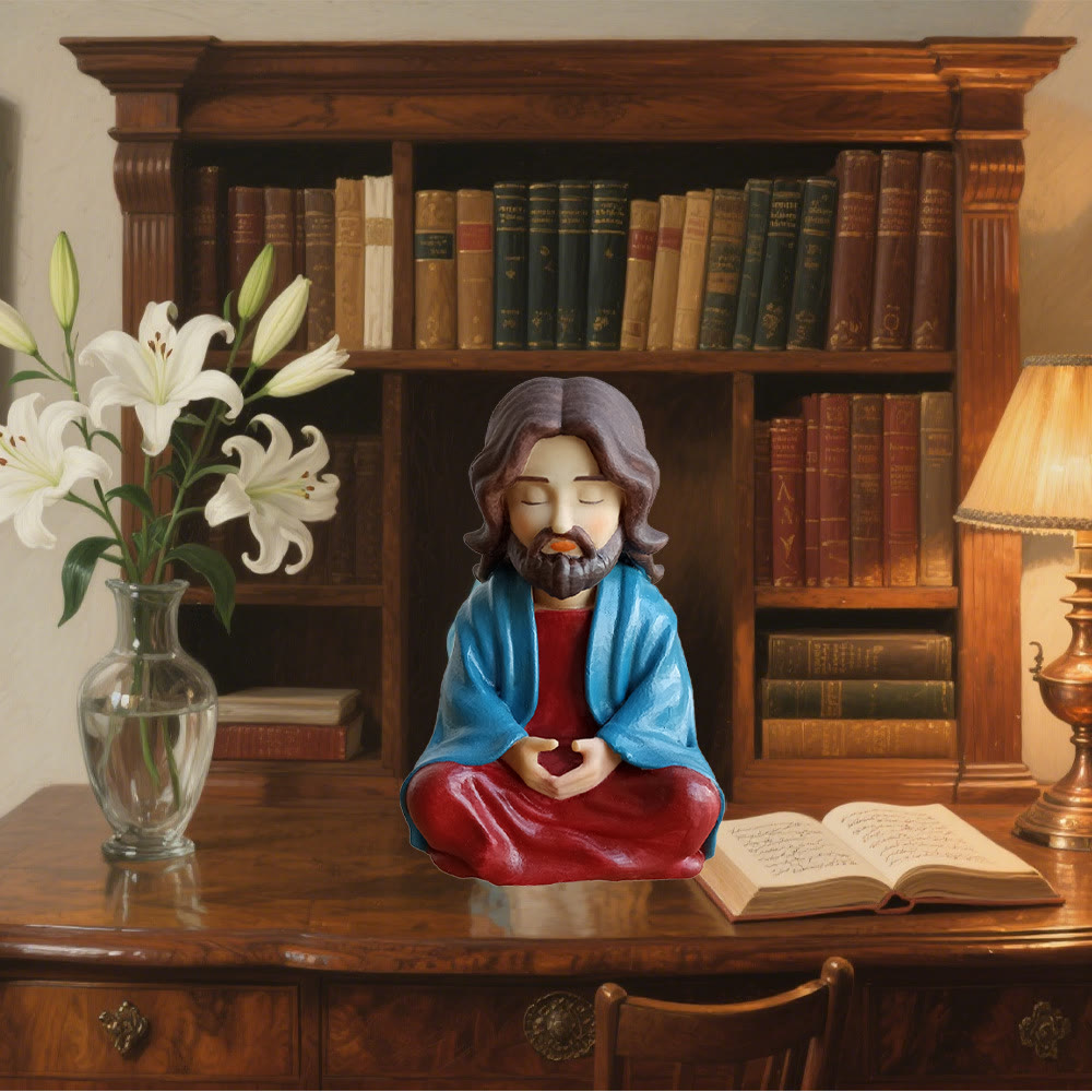 Christianartworkshop Klassische Statue des meditierenden Jesus aus Kunstharz: Seltenes Symbol für frommen spirituellen Fokus - Harz - image 0