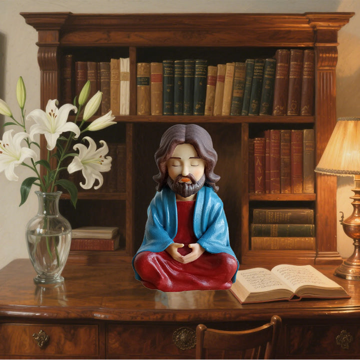 Christianartworkshop Klassische Statue des meditierenden Jesus aus Kunstharz: Seltenes Symbol für frommen spirituellen Fokus - Harz - image 0