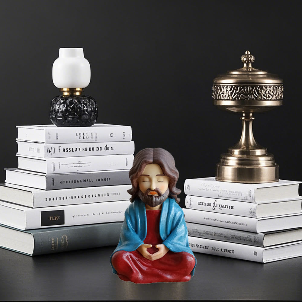Christianartworkshop Klassische Statue des meditierenden Jesus aus Kunstharz: Seltenes Symbol für frommen spirituellen Fokus - image 1
