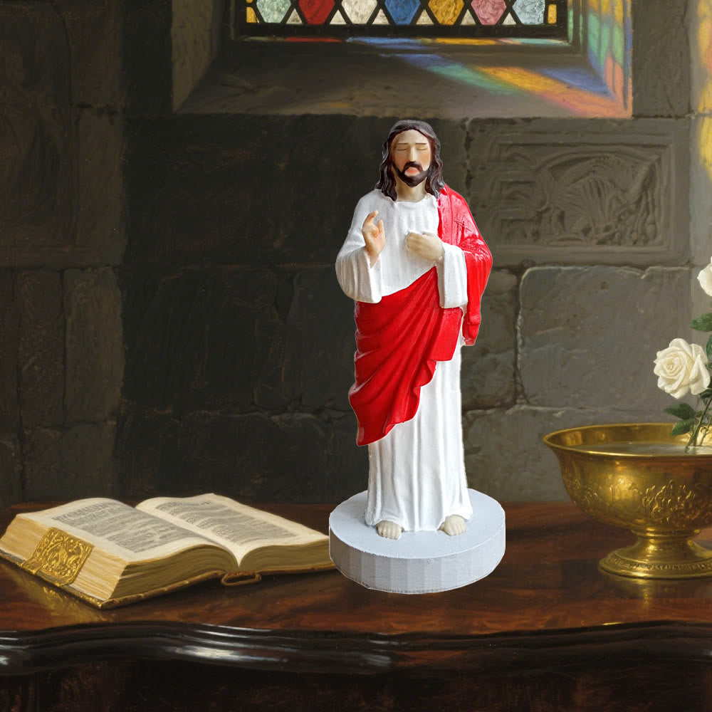 Christianartworkshop Vintage Resin Red - Robed Jesus Desktop Accent: Wertvolles Andenken an die ewige katholische Liebe - Harz - image 0