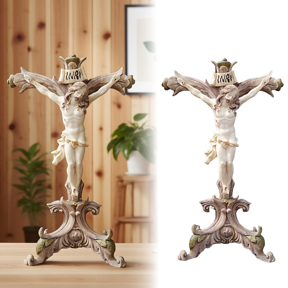 Christianartworkshop Klassische Jesus-Figur aus Kunstharz-Kruzifix: Ungewöhnliches Abzeichen der unerschütterlichen Überzeugung - image 1