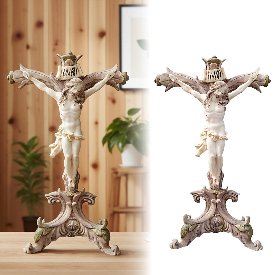 Christianartworkshop Klassische Jesus-Figur aus Kunstharz-Kruzifix: Ungewöhnliches Abzeichen der unerschütterlichen Überzeugung - image 1
