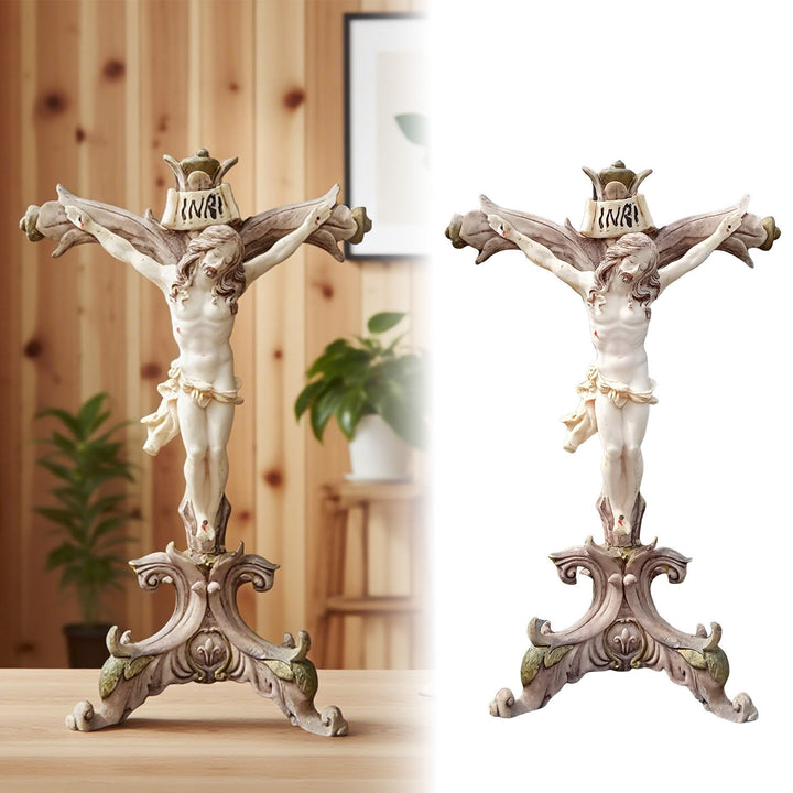 Christianartworkshop Klassische Jesus-Figur aus Kunstharz-Kruzifix: Ungewöhnliches Abzeichen der unerschütterlichen Überzeugung - image 1