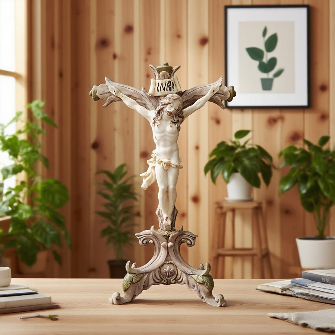 Christianartworkshop Klassische Jesus-Figur aus Kunstharz-Kruzifix: Ungewöhnliches Abzeichen der unerschütterlichen Überzeugung - Harz - image 0