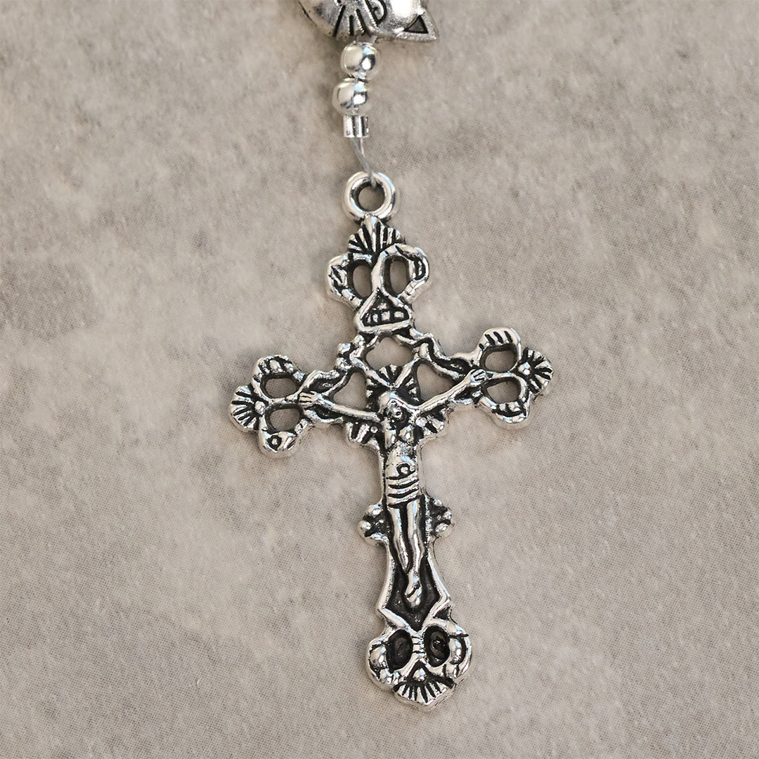 Christianartworkshop Segen Unserer Lieben Frau mit schwarz-weißen Kuh- und Katzenperlen-Armband, Tier-Rosenkranz - image 9