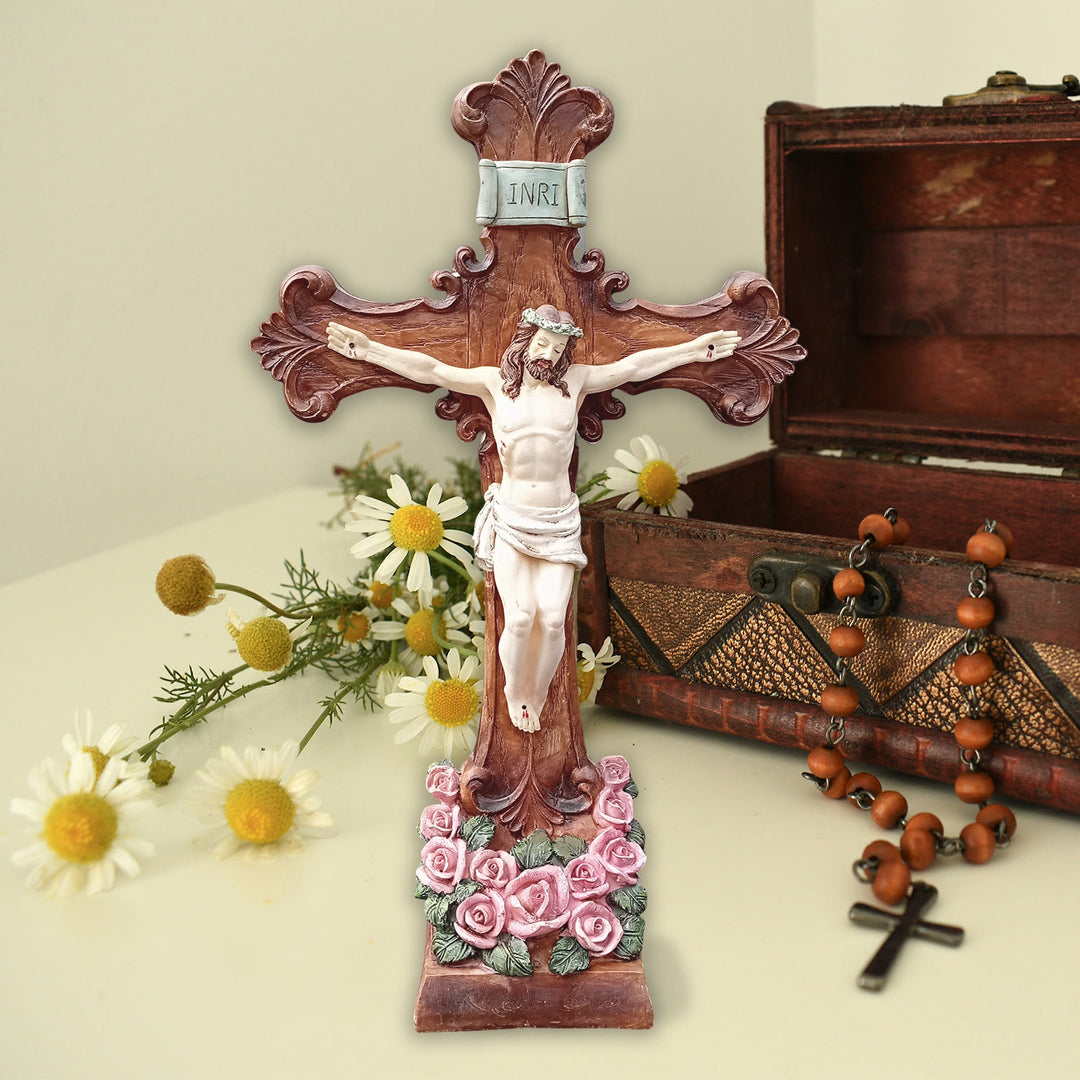 Christianartworkshop Classic INRI – Kruzifix-Ornament mit Inschrift: Ein anmutiger Ausdruck des frommen Glaubens - Harz - image 0