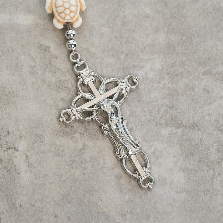Christianartworkshop Divine Care Schildkröte mit warmen gelben Perlen und Tierrosenkranz „Our Lord's Mercy“ - image 9