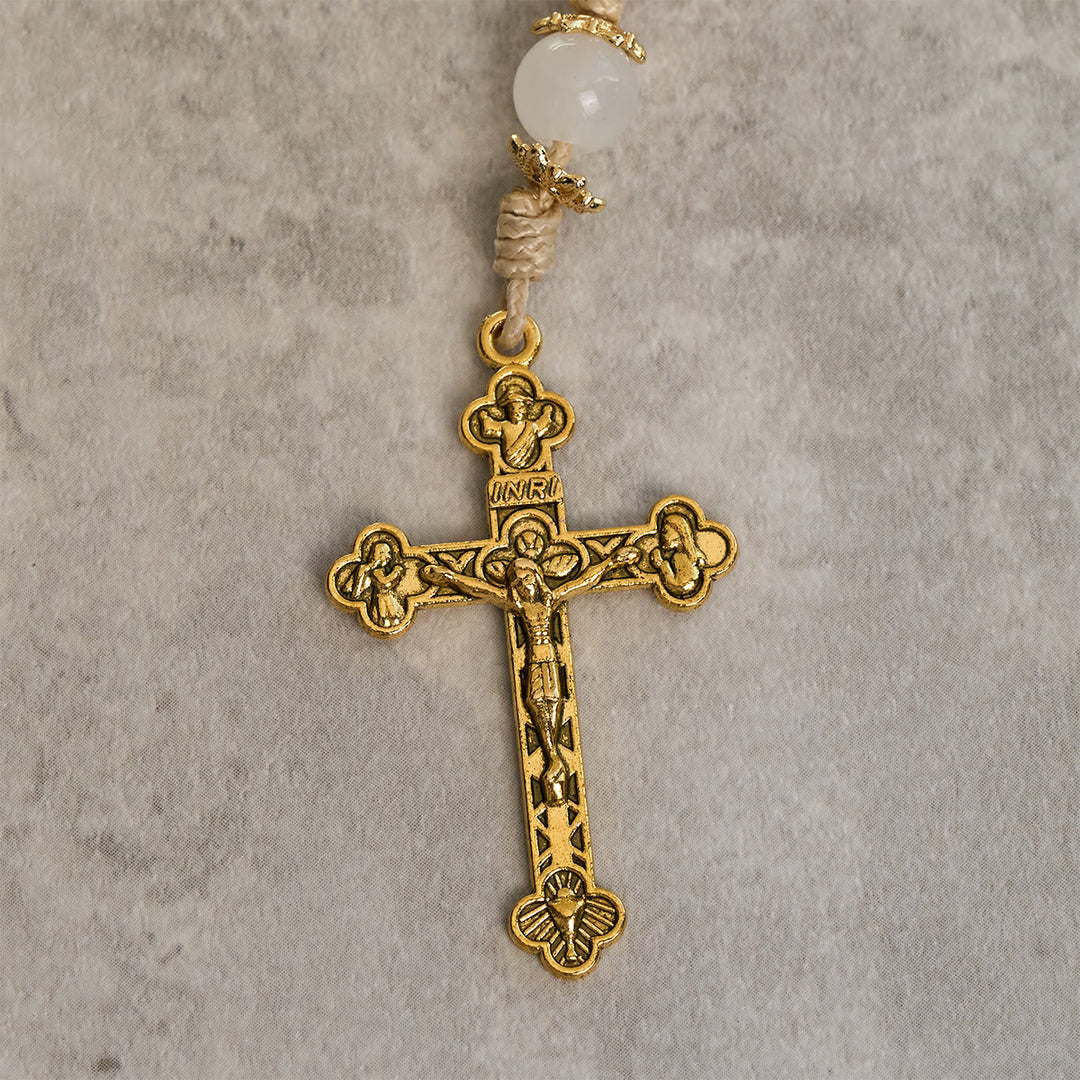 Christianartworkshop Eleganter Rosenkranz aus persischen rosa und schwarzen Jadeperlen mit dem Segen Unserer Lieben Frau - image 8