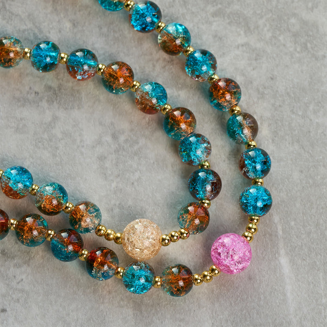 Christianartworkshop Rosenkranz „Divine Harmony Radiance“, blau-rote Crackle-Perlen mit Glaubenskreuz - image 7
