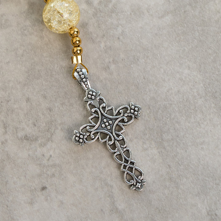 Christianartworkshop Glitzernder 8 mm großer Rosenkranz aus Craquelé-Glas im Ozean-Stil mit Medaille Unserer Lieben Frau - image 8