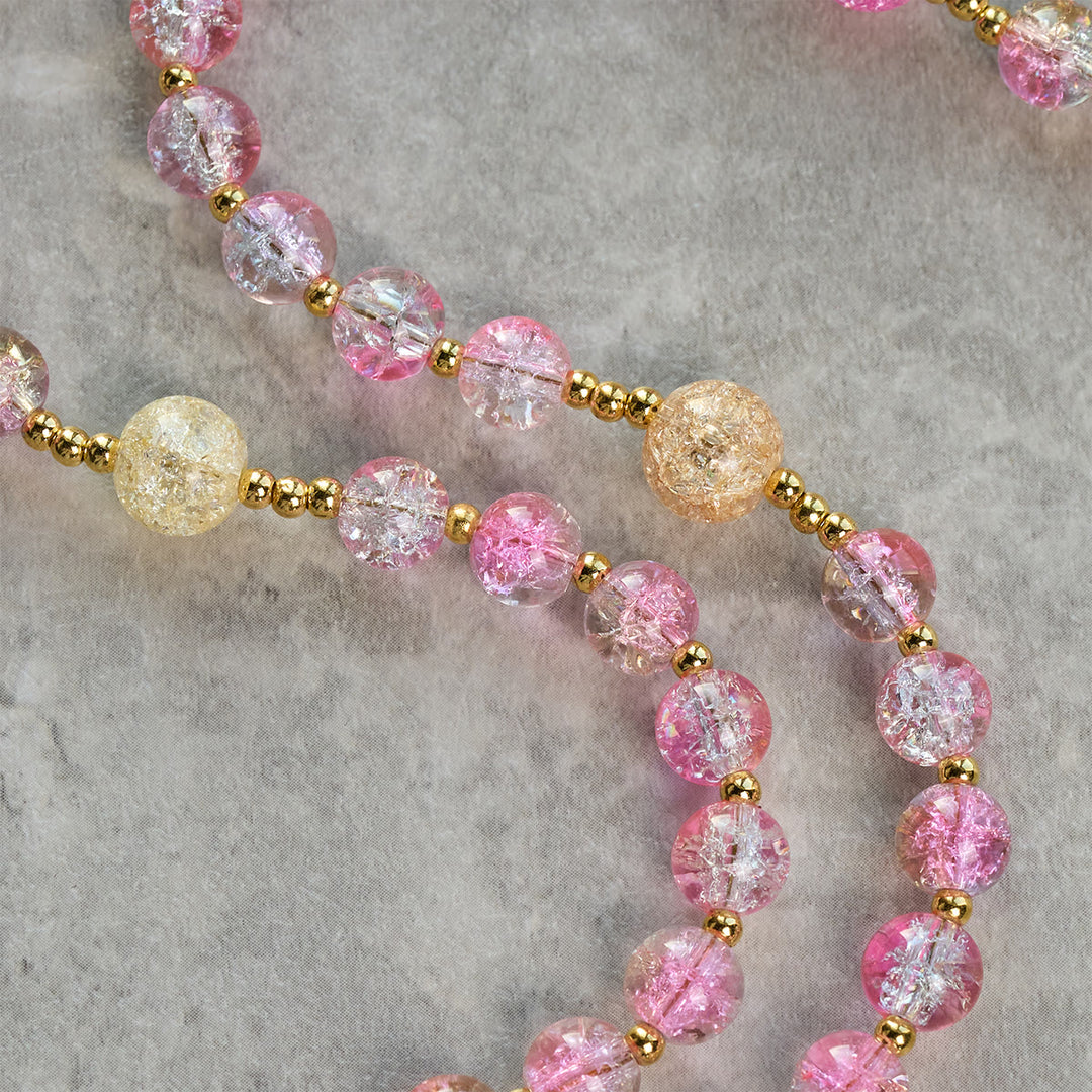 Christianartworkshop Rosenkranz „Unsere Liebe Frau von der Barmherzigkeit mit funkelndem rosa-blauem Craquelé-Glas - image 5