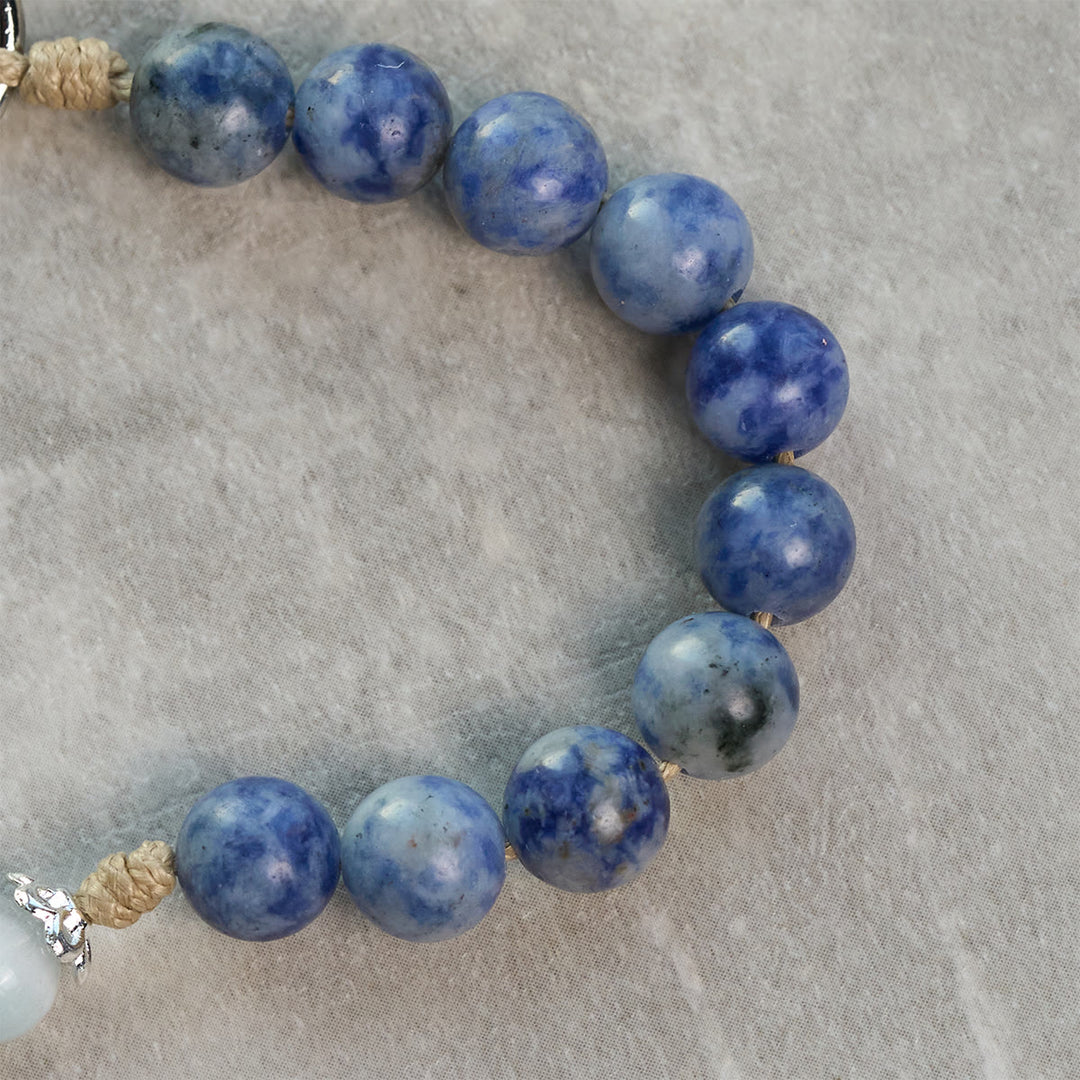 Christianartworkshop Tragbarer Gebetsrosenkranz aus blauer Jade mit Emaille-Kreuz des Lichts - image 3