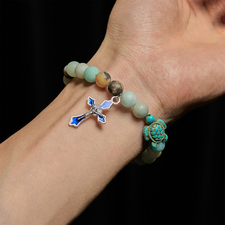 Christianartworkshop Ocean's Faith mit mehrfarbigem Naturstein und Schildkröten-Charm-Tierarmband - image 2