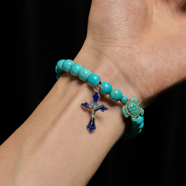 Christianartworkshop Ocean's Faith mit mehrfarbigem Naturstein und Schildkröten-Charm-Tierarmband - image 9