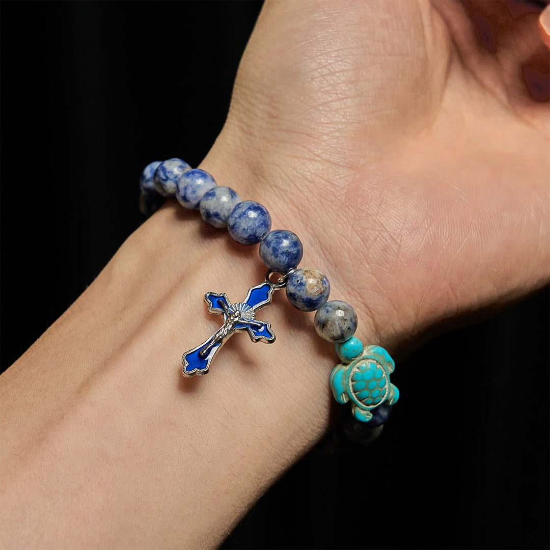Christianartworkshop Ocean's Faith mit mehrfarbigem Naturstein und Schildkröten-Charm-Tierarmband - image 30