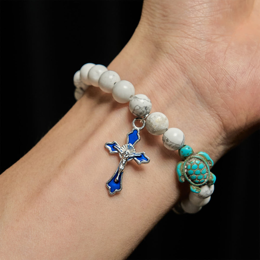 Christianartworkshop Ocean's Faith mit mehrfarbigem Naturstein und Schildkröten-Charm-Tierarmband - image 23