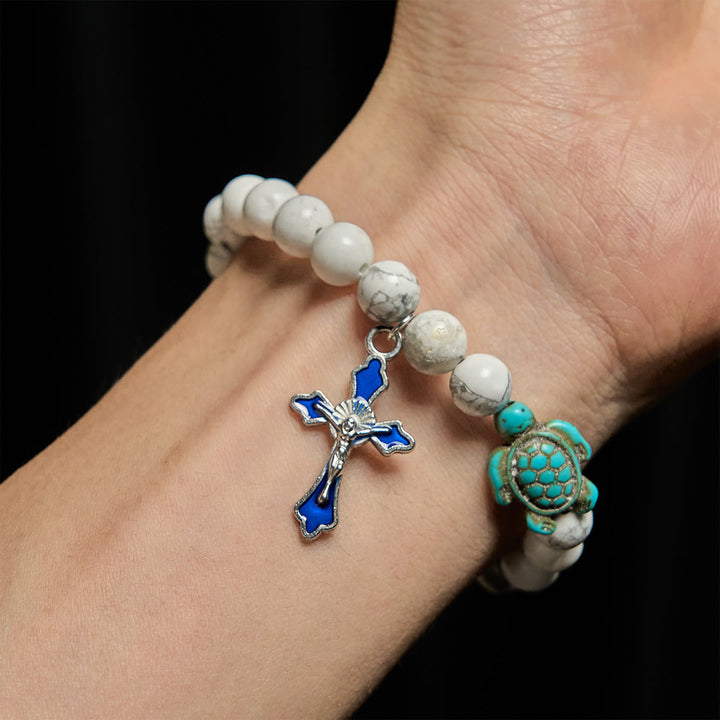 Christianartworkshop Ocean's Faith mit mehrfarbigem Naturstein und Schildkröten-Charm-Tierarmband - image 23