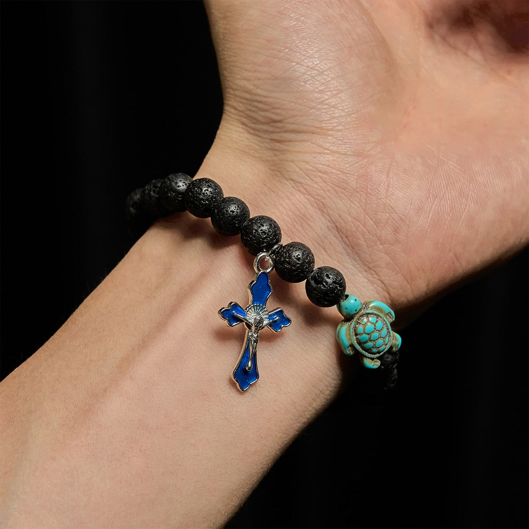 Christianartworkshop Ocean's Faith mit mehrfarbigem Naturstein und Schildkröten-Charm-Tierarmband - image 16