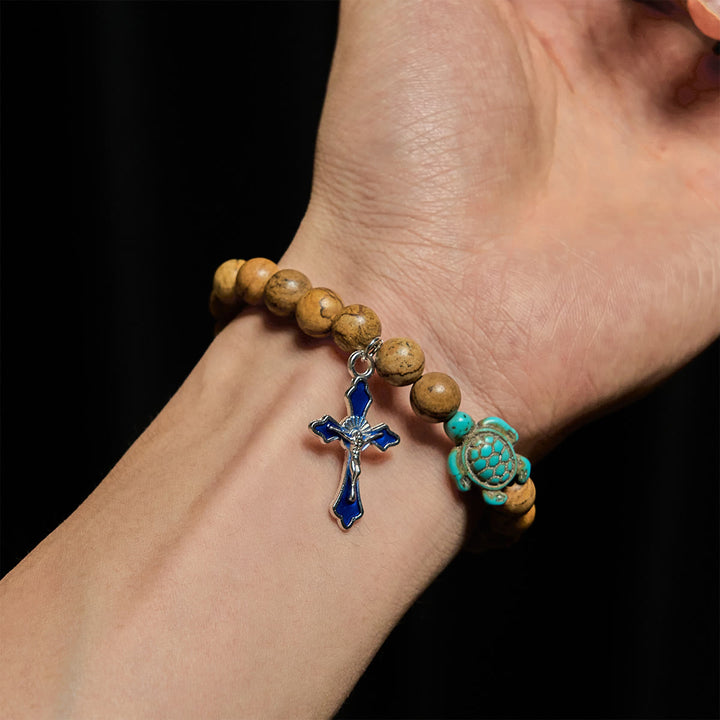 Christianartworkshop Ocean's Faith mit mehrfarbigem Naturstein und Schildkröten-Charm-Tierarmband - image 51