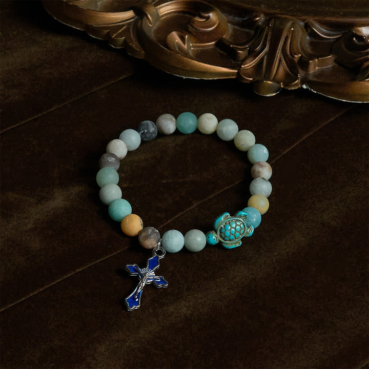 Christianartworkshop Ocean's Faith mit mehrfarbigem Naturstein und Schildkröten-Charm-Tierarmband - image 3