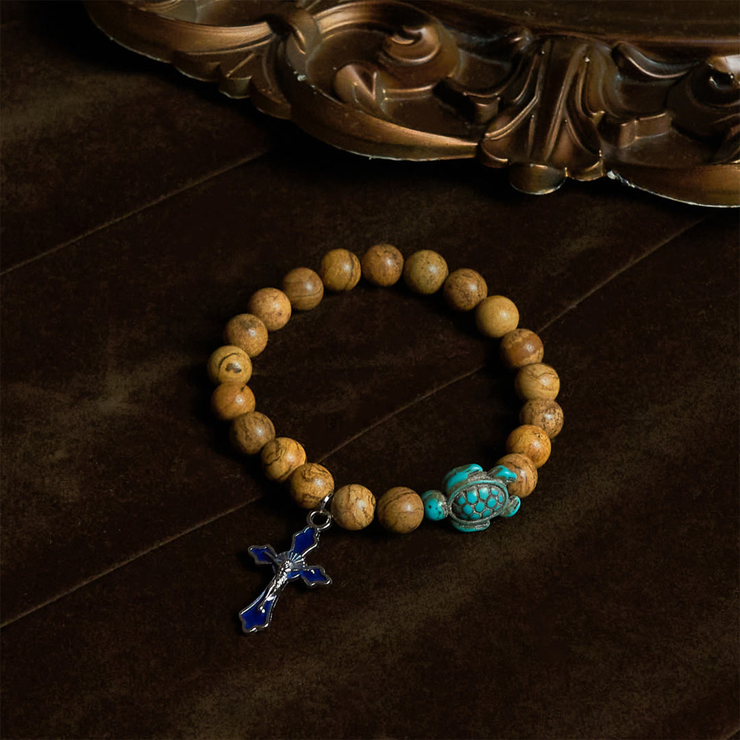 Christianartworkshop Ocean's Faith mit mehrfarbigem Naturstein und Schildkröten-Charm-Tierarmband - image 52