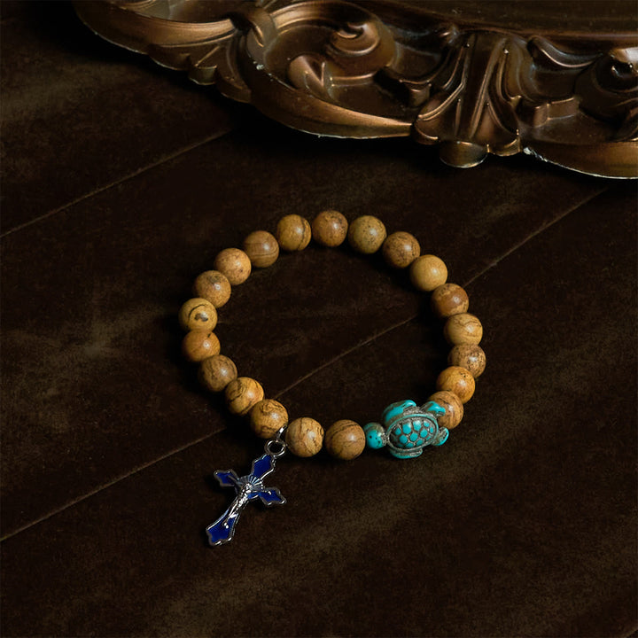 Christianartworkshop Ocean's Faith mit mehrfarbigem Naturstein und Schildkröten-Charm-Tierarmband - image 52