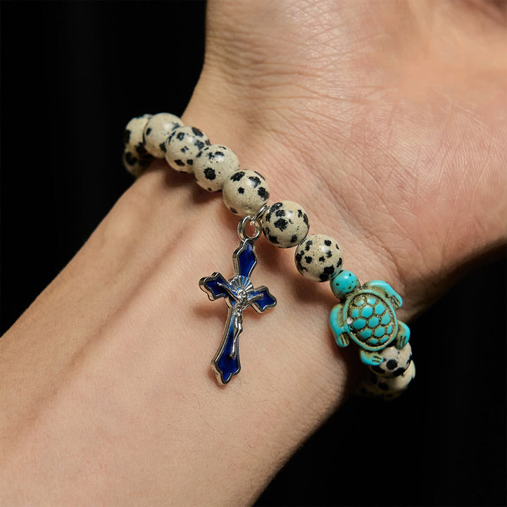 Christianartworkshop Ocean's Faith mit mehrfarbigem Naturstein und Schildkröten-Charm-Tierarmband - image 37