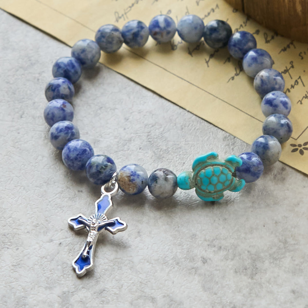 Christianartworkshop Ocean's Faith mit mehrfarbigem Naturstein und Schildkröten-Charm-Tierarmband - image 29