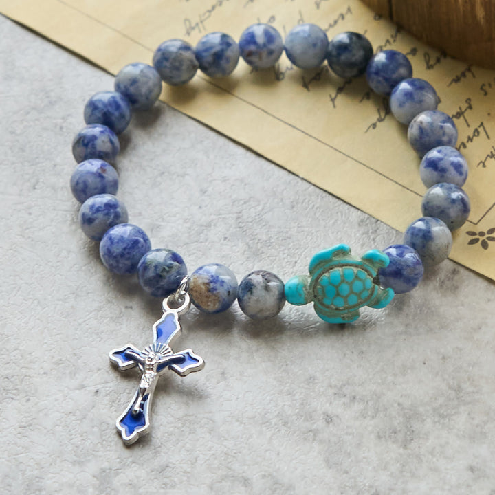 Christianartworkshop Ocean's Faith mit mehrfarbigem Naturstein und Schildkröten-Charm-Tierarmband - image 29