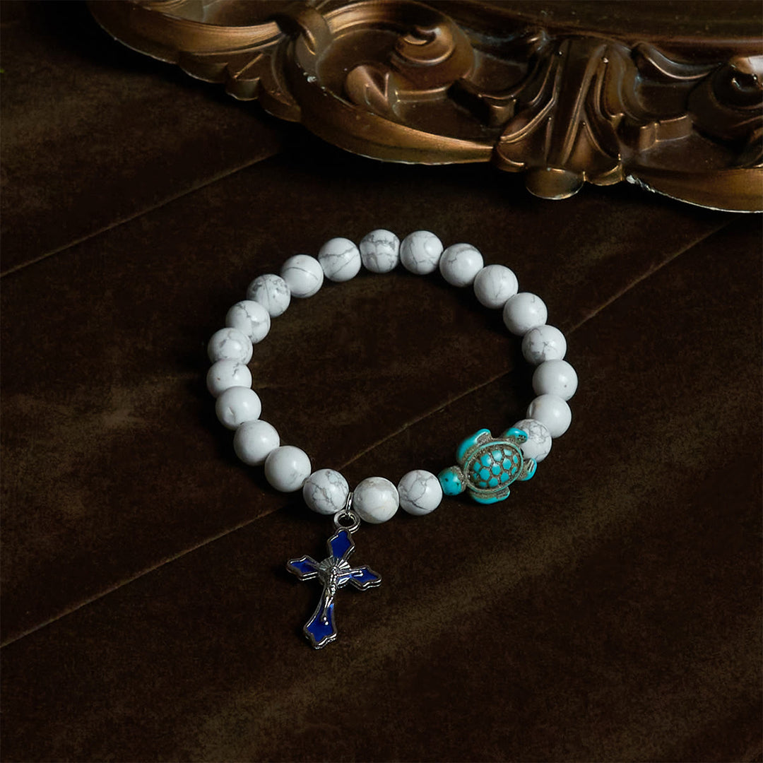 Christianartworkshop Ocean's Faith mit mehrfarbigem Naturstein und Schildkröten-Charm-Tierarmband - image 24