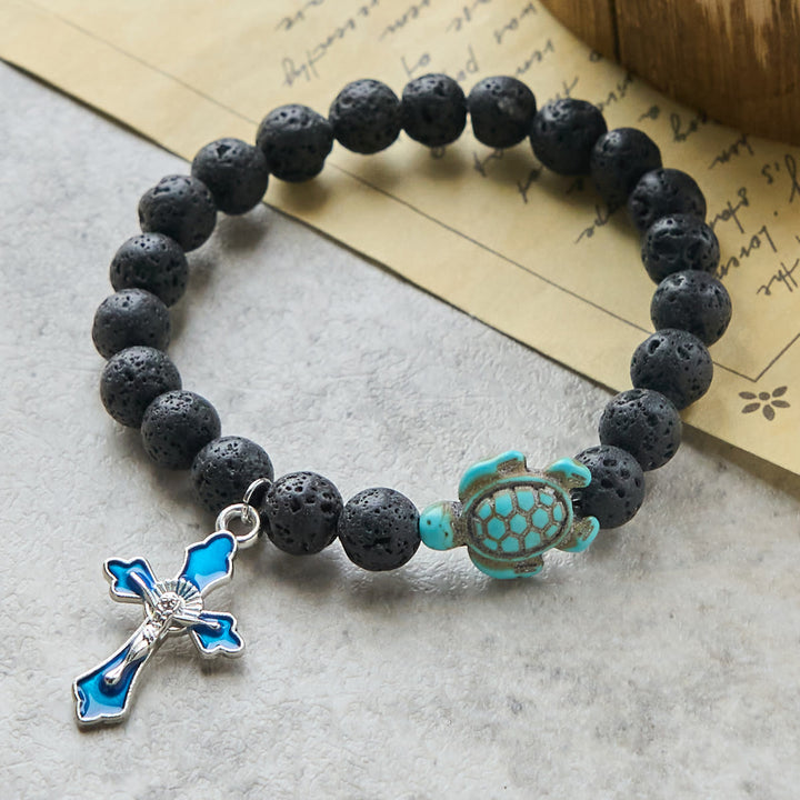 Christianartworkshop Ocean's Faith mit mehrfarbigem Naturstein und Schildkröten-Charm-Tierarmband - image 15