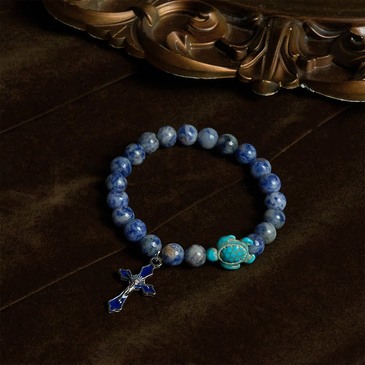 Christianartworkshop Ocean's Faith mit mehrfarbigem Naturstein und Schildkröten-Charm-Tierarmband - image 31
