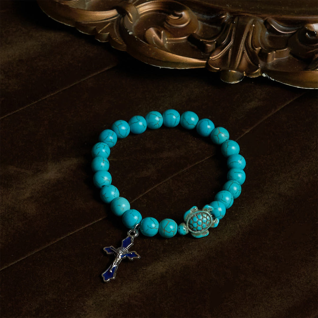 Christianartworkshop Ocean's Faith mit mehrfarbigem Naturstein und Schildkröten-Charm-Tierarmband - image 10