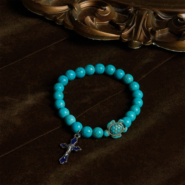 Christianartworkshop Ocean's Faith mit mehrfarbigem Naturstein und Schildkröten-Charm-Tierarmband - image 10