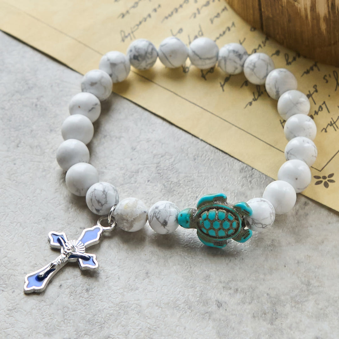 Christianartworkshop Ocean's Faith mit mehrfarbigem Naturstein und Schildkröten-Charm-Tierarmband - image 22