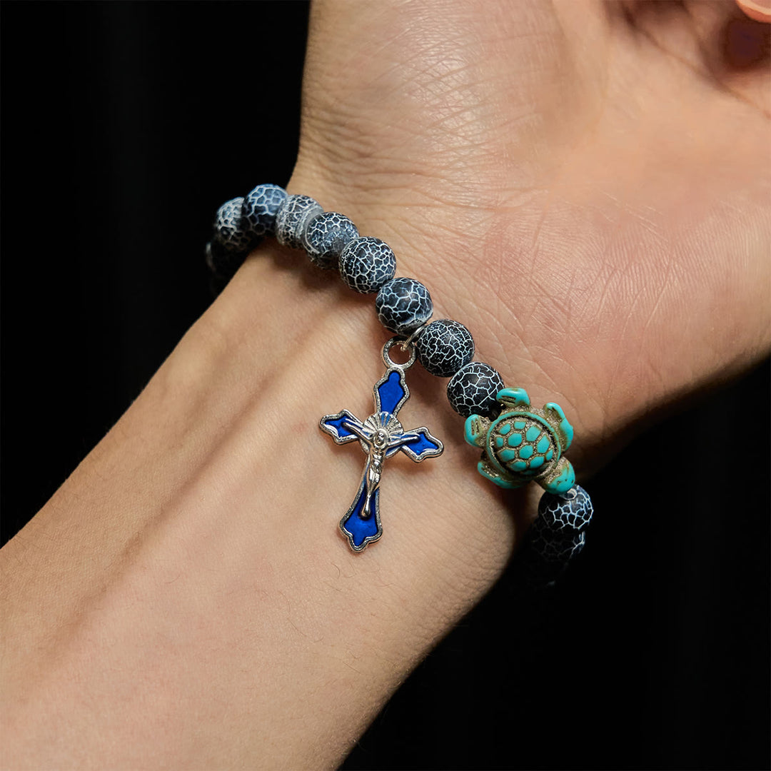 Christianartworkshop Ocean's Faith mit mehrfarbigem Naturstein und Schildkröten-Charm-Tierarmband - image 44