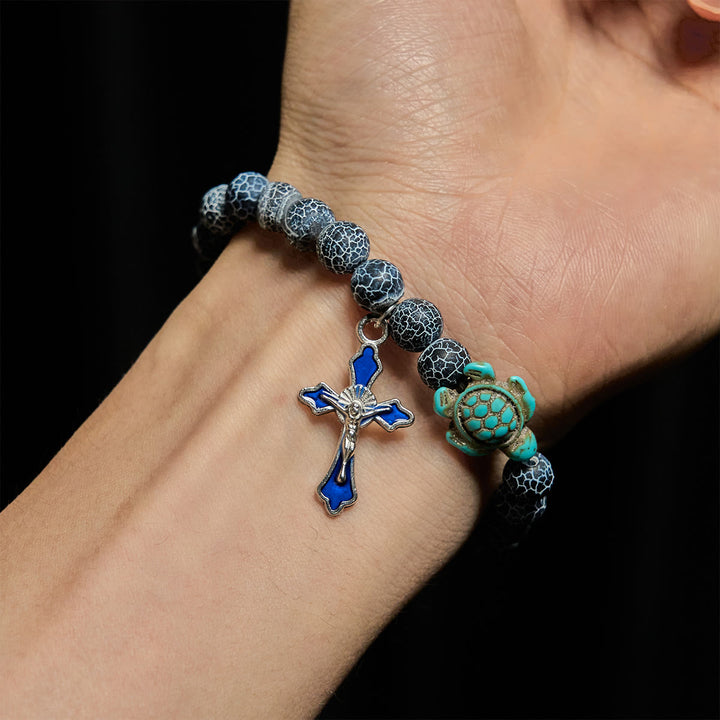 Christianartworkshop Ocean's Faith mit mehrfarbigem Naturstein und Schildkröten-Charm-Tierarmband - image 44