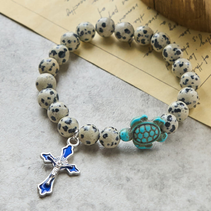 Christianartworkshop Ocean's Faith mit mehrfarbigem Naturstein und Schildkröten-Charm-Tierarmband - image 36