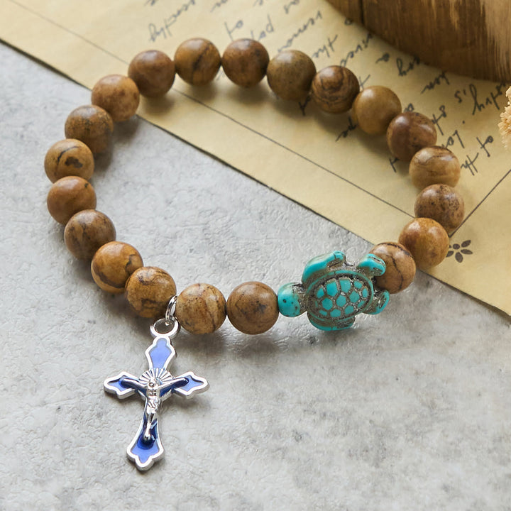 Christianartworkshop Ocean's Faith mit mehrfarbigem Naturstein und Schildkröten-Charm-Tierarmband - image 50
