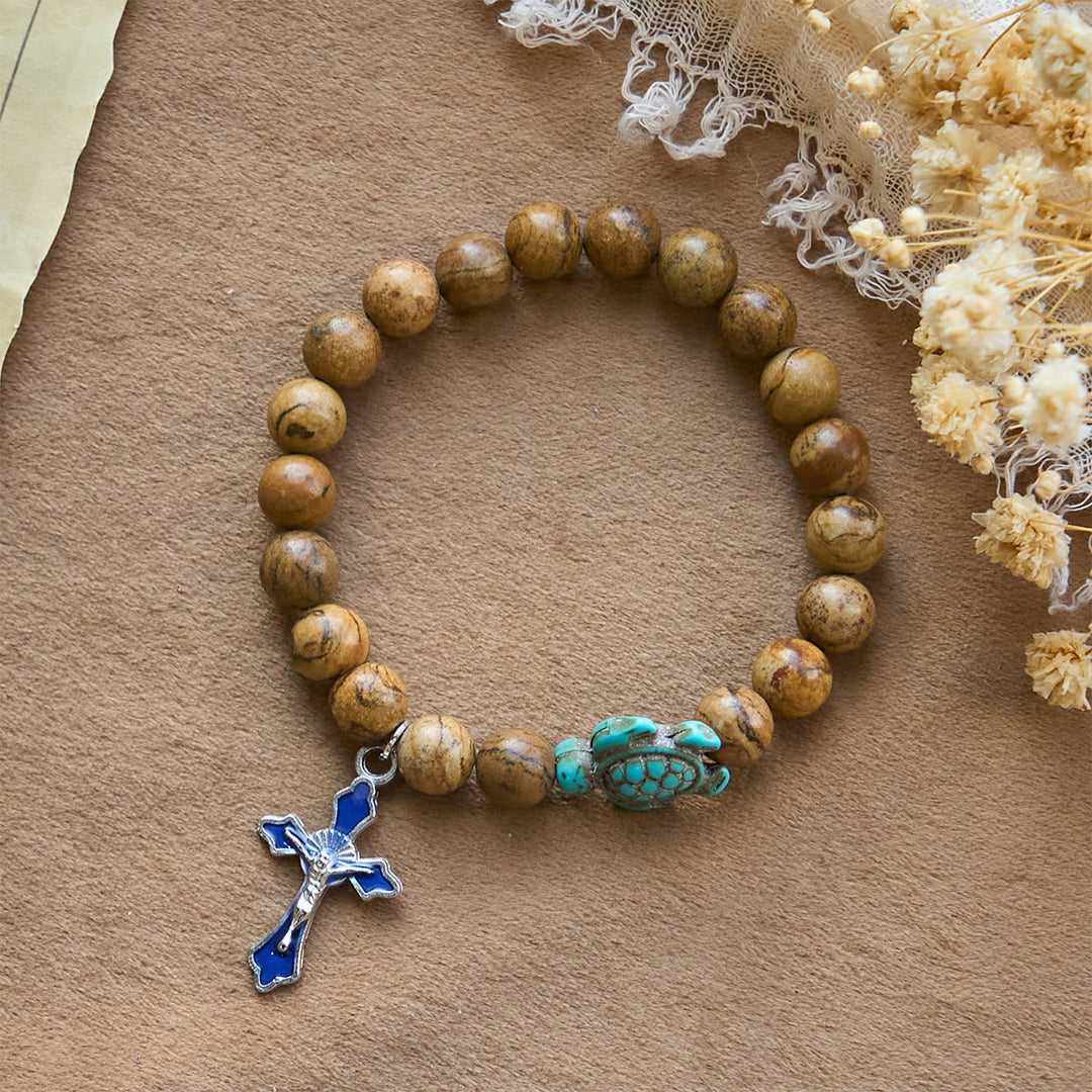 Christianartworkshop Ocean's Faith mit mehrfarbigem Naturstein und Schildkröten-Charm-Tierarmband - image 53