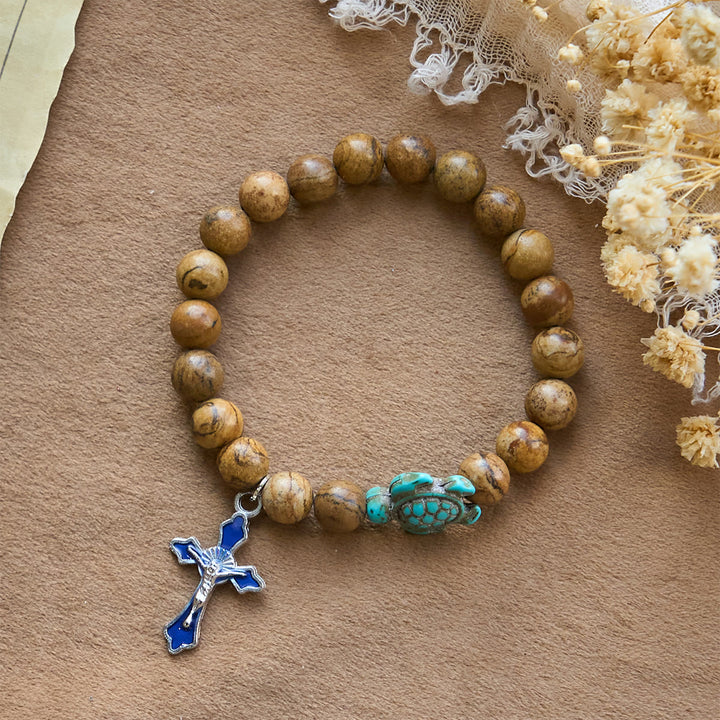 Christianartworkshop Ocean's Faith mit mehrfarbigem Naturstein und Schildkröten-Charm-Tierarmband - image 53