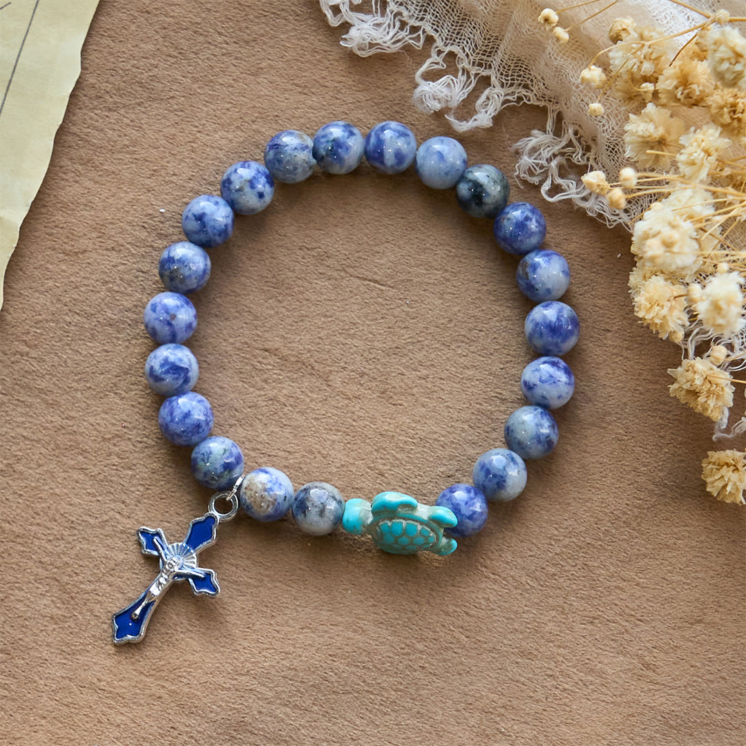 Christianartworkshop Ocean's Faith mit mehrfarbigem Naturstein und Schildkröten-Charm-Tierarmband - image 32
