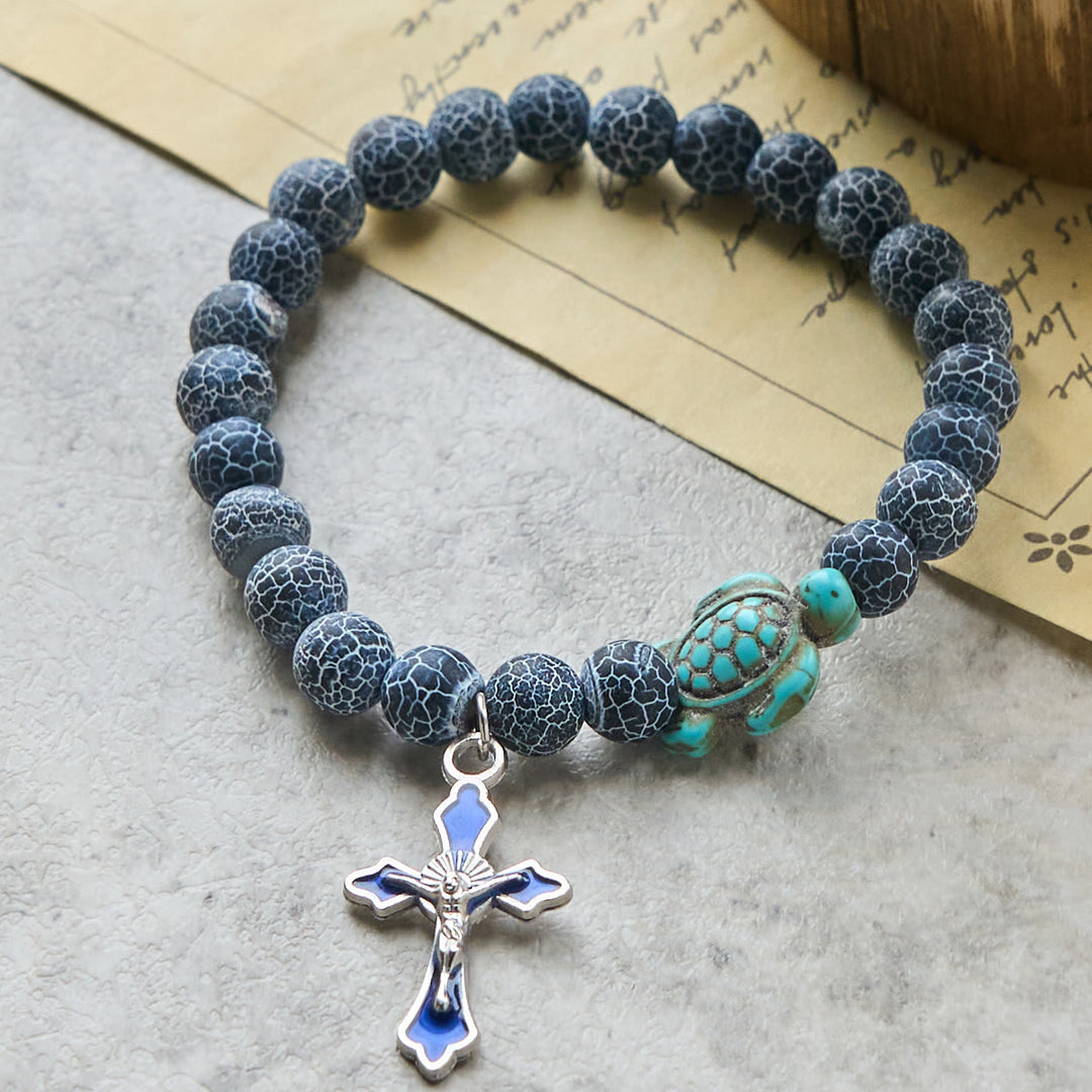Christianartworkshop Ocean's Faith mit mehrfarbigem Naturstein und Schildkröten-Charm-Tierarmband - image 43