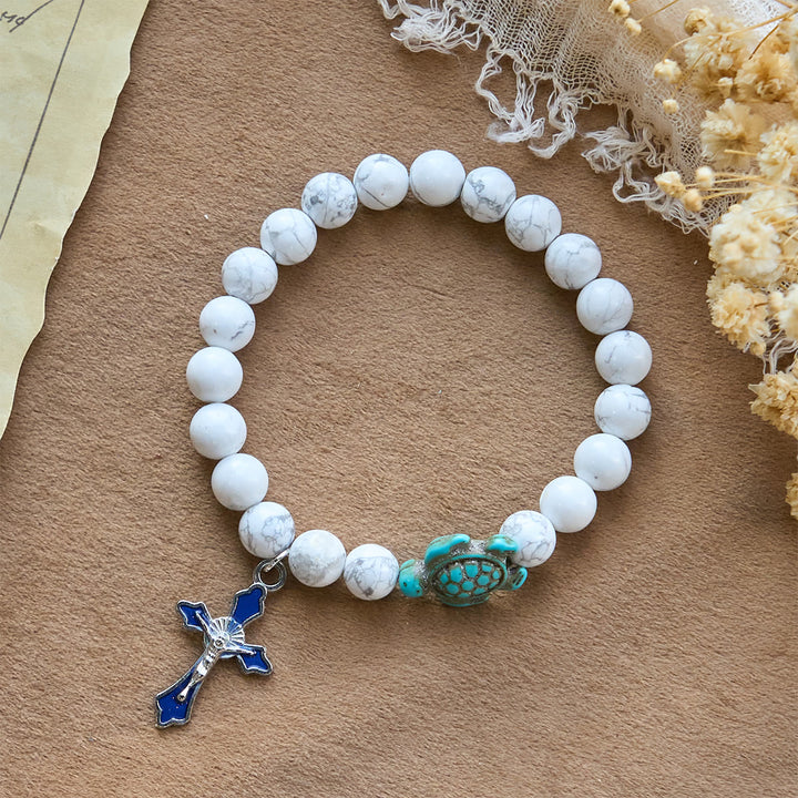 Christianartworkshop Ocean's Faith mit mehrfarbigem Naturstein und Schildkröten-Charm-Tierarmband - image 25