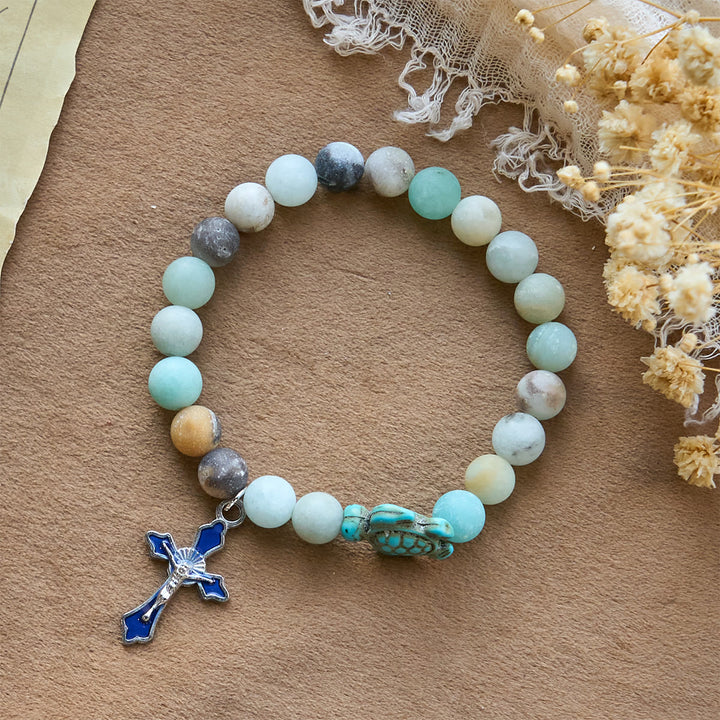 Christianartworkshop Ocean's Faith mit mehrfarbigem Naturstein und Schildkröten-Charm-Tierarmband - image 4
