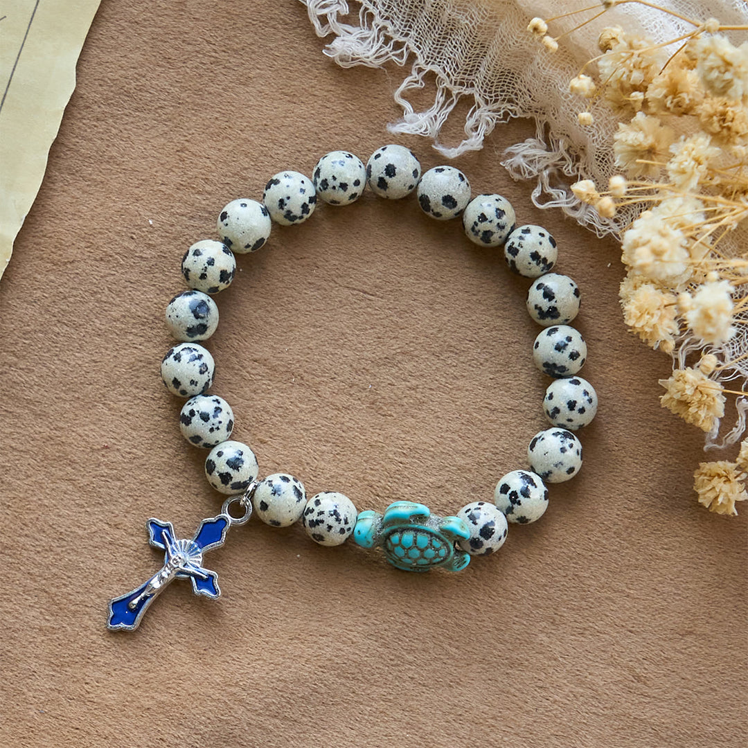 Christianartworkshop Ocean's Faith mit mehrfarbigem Naturstein und Schildkröten-Charm-Tierarmband - image 39